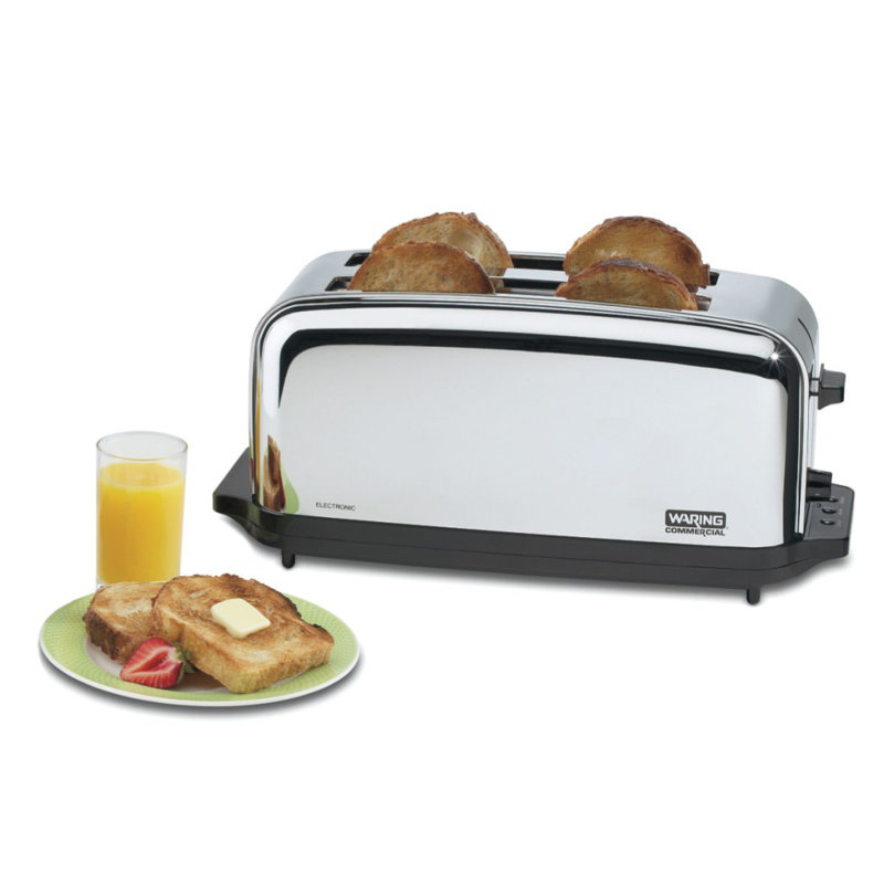 Stainless Steel 4-Slice Long Slot Toaster with Crumb Tray