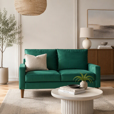 Causeuse rembourrée en velours de style moderne et minimaliste, canapé compact à 2 places à ressorts hélicoïdaux pour salon