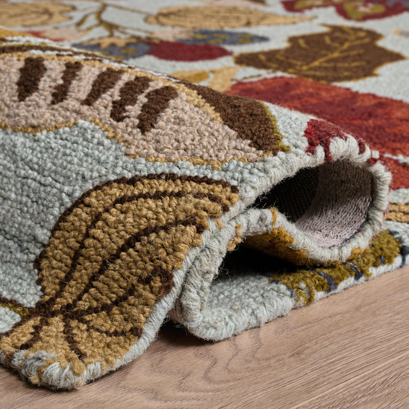 Emrick Hand Hooked Wool Floral Rug, Runner 2'3" x 10'