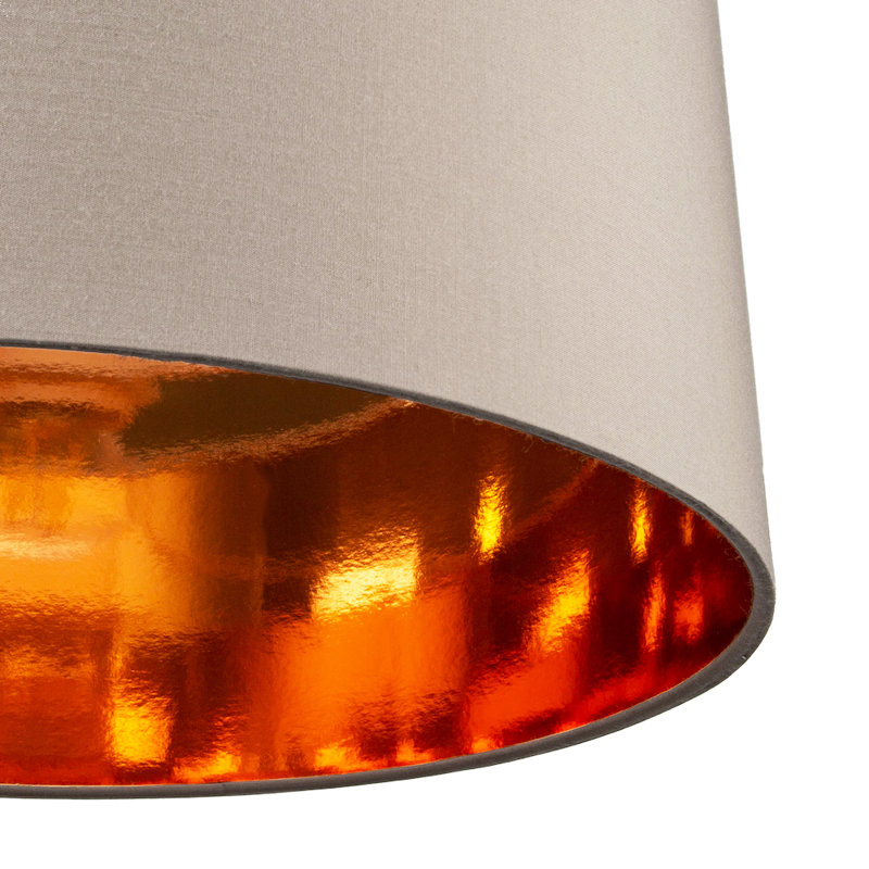 Contemporary Cotton Lamp/Light Shade with Shiny Paper Inner, 20cm H x 30cm W x  30cm D, Taupe