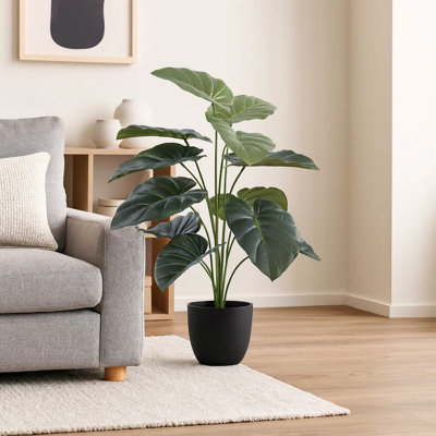 Petite plante artificielle en soie artificielle 24 pouces Alocasia