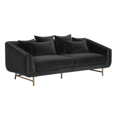 Coles 85'' Velvet Sofa - Black