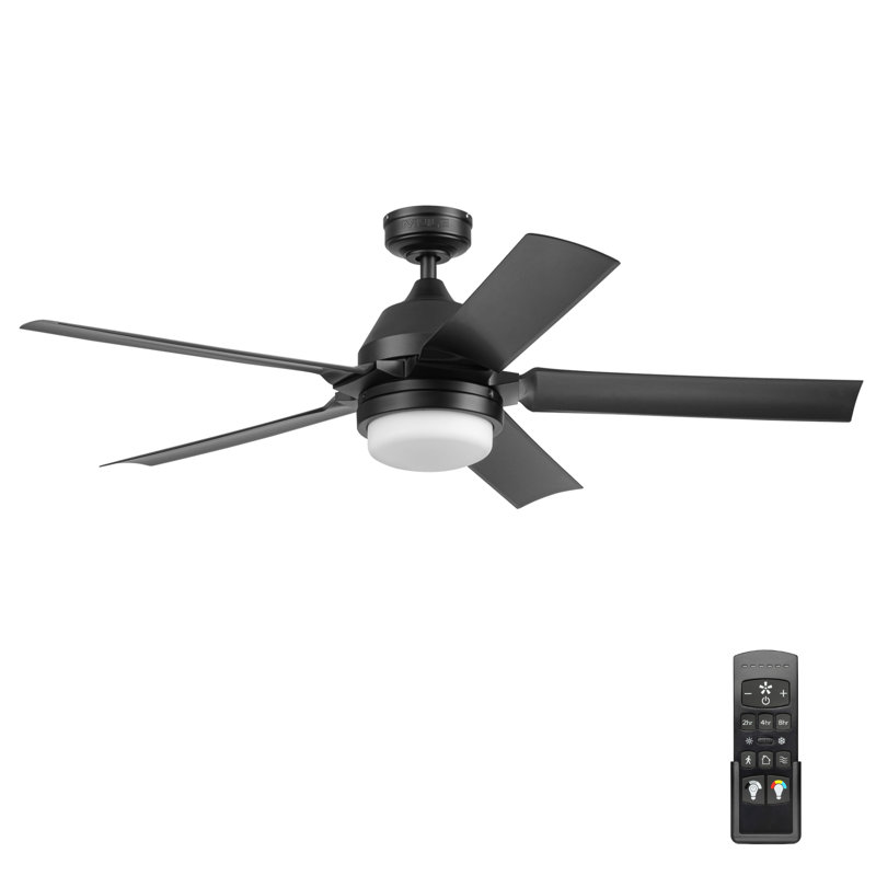 Mule 54" F5 Outdoor Ceiling Fan with LED Light and Remote, 6-Speed, Dual Mount, Wet Rated, Matte Black