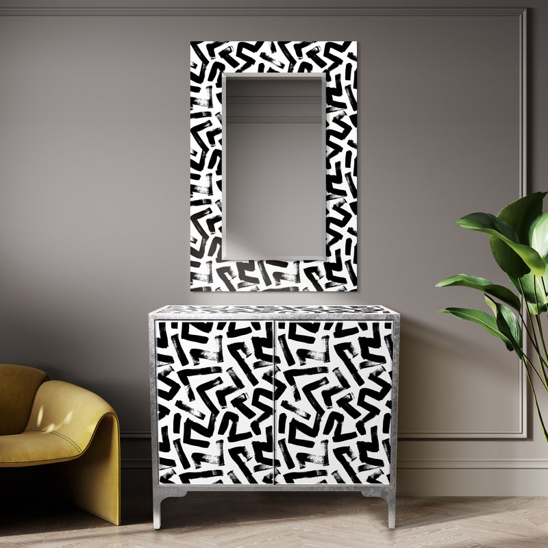 "Intertwined"  Console and Mirror Set on Reverse Printed Beveled Art Glass, by Co-Op artist Mia Xi