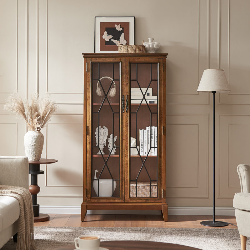 Vaisselier haut 62 po avec 2 portes vitrées Gudbrand, Cerisier