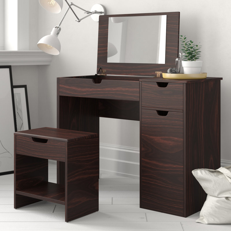 Smariti Vanity Set with Mirror & Stool | Ebern Designs