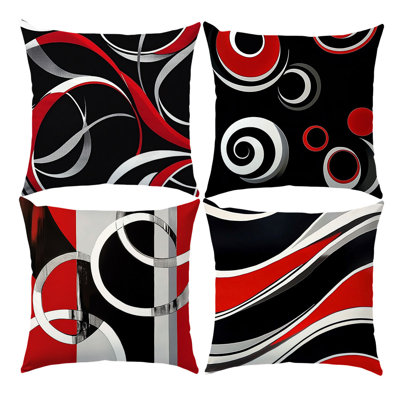 4 Pcs Abstract Lines Pattern Decorative Pillow Covers