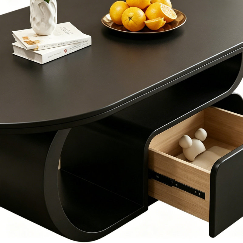 Table basse moderne et luxueuse, H 15,74 po x L 47,24 po x l 23,62 po, Noir