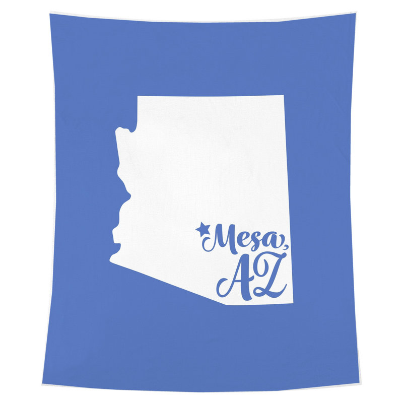 Home Sweet Mesa — Silhouette de l'État de l'Arizona — Tapisserie murale intérieure (portrait), 60" H x 51" W