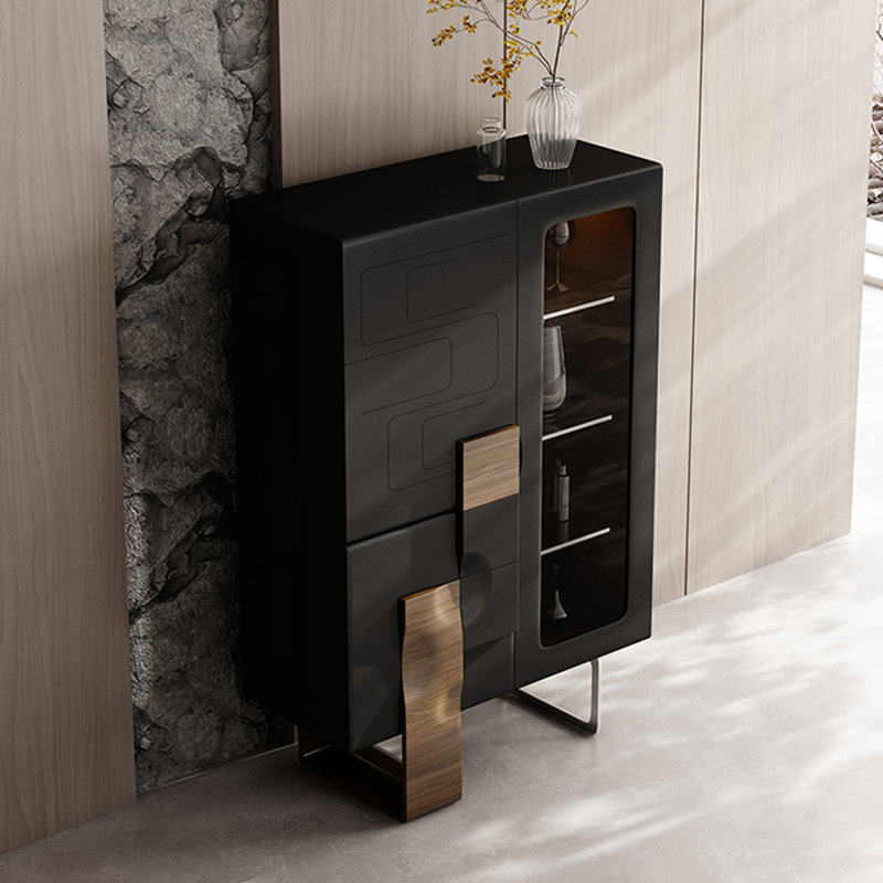 47.24" Minimalist Glass Wine Cabinet, Luxury Sideboard Buffet, Home Storage Cabinet for Living Room & Dining Room