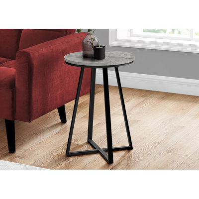 Accent Table, Side, Round, End, Nightstand, Lamp, Laminate, Black Metal, Contemporary, Modern