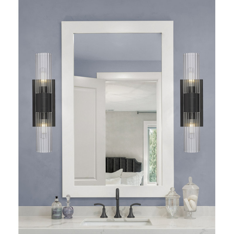 Éclairage pour meuble-lavabo mural 8 po Empire, Transparent, Noir mat