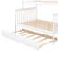 Lit simple superposé simple au-dessus d'un lit double avec lit gigogne et escalier en blanc-1543231930