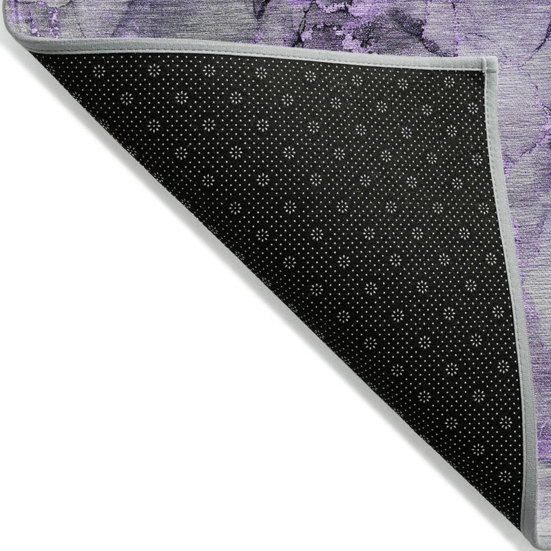 2' X 3' Purple Abstract Washable Non Skid Indoor Outdoor Area Rug