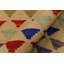 Tapis géométrique beige / bleu / brun en laine fabriqué à la main 3 pi 2 po x 4 pi 11 po Madee