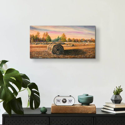  'Hay Field' by Campbell Frost Acrylic Glass Wall Art, 24" x 12"