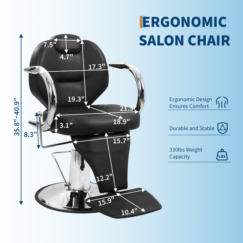 Fauteuil de salon pour coiffeur, fauteuil de salon inclinable et pivotant à 360 ° avec appui-tête réglable, pompe hydraulique robuste, fauteuil de coiffeur pour coiffeurs et esthéticiennes