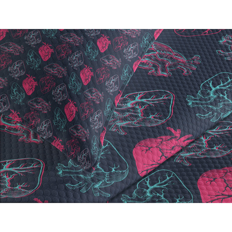 Black Quilted Queen Bedspread Set with Pillow Shams