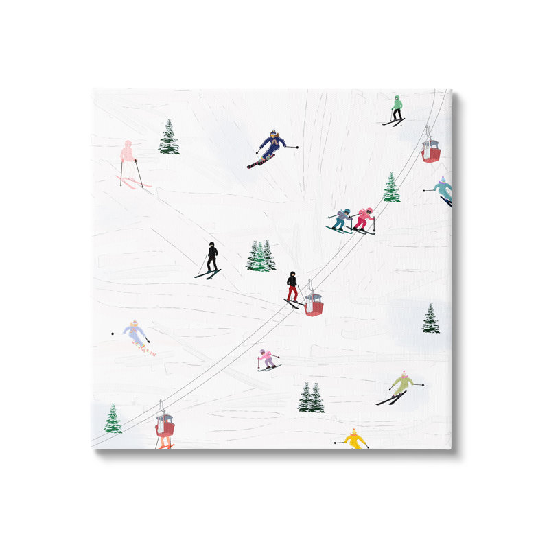 «Skiing Slopes Winter Snow Scene On», impression, H 36 po x l 36 po x P 1,5 po