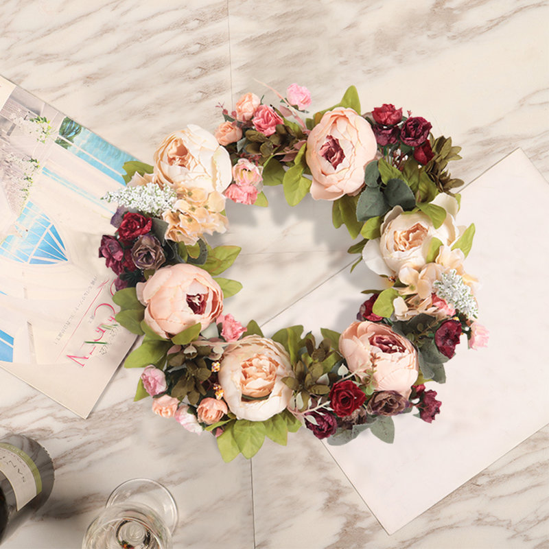 Pink peony wreath