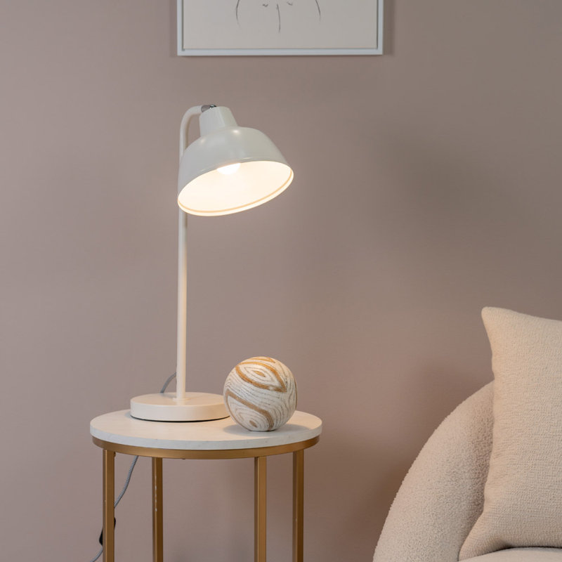 Rhyan Metal Table Lamp, White, No