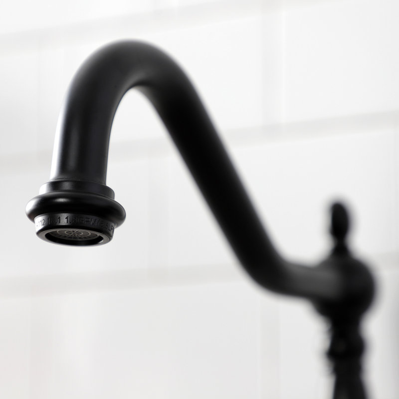 Kingston Brass Wilshire Double-Handle Widespread Kitchen Faucet, Without Spray, Antique Brass