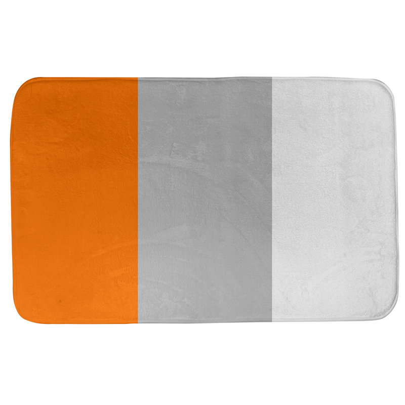Memory Foam Non-Slip Bath Rug, 21" W x 34" L, Orange/Silver