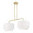 2 Light Soft Gold Large Linear Chandelier With Hand Crafted Off-White Color Fabric Hardback Shades-1979078122