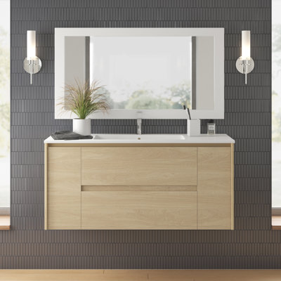 Ensemble de meuble-lavabo mural simple contemporain de 48 po Durazo