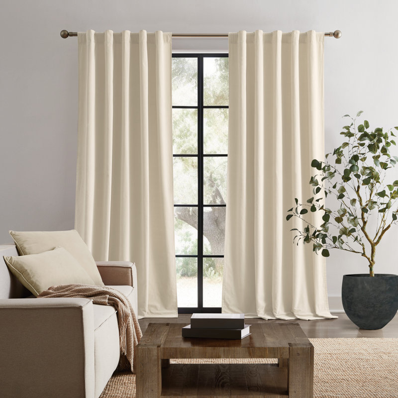  Ensemble de rideau en velours de coton mat, Blanc cassé, 50" W x 108" L