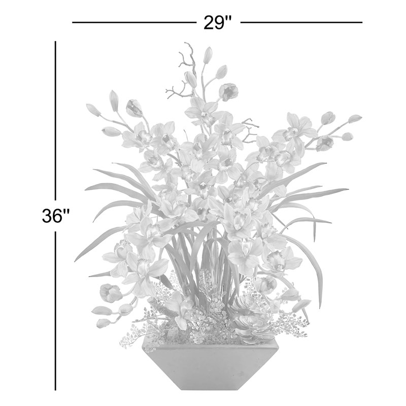Arrangement floral d'orchidées cymbidium dans un vase, Blanc