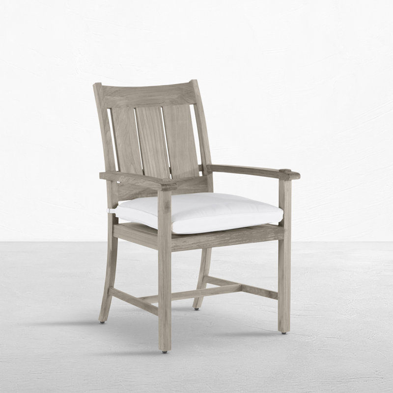 Fauteuil d'extérieur en teck Croquet, Blanc naturel Availa, Welt + bourre standard, Teck huître