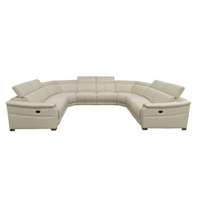 Mietoon Leather Match Large Seating Power Recliner Sectional