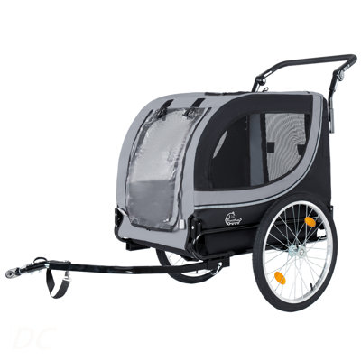 Remorque 2 en 1 et poussette pour animaux de compagnie pour chiens pesant jusqu'à 100 lb - Chariot de transport pliable pour animaux de compagnie avec deux roulettes avant de 8 po et roues à dégagement rapide de 20 po, filet respirant et housse de pluie en PVC