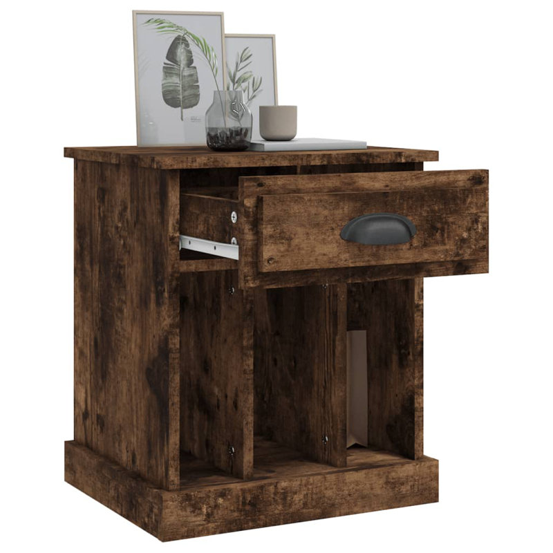 Pilot 1 Drawer Bedside Table, Smoked Oak, Set of 2