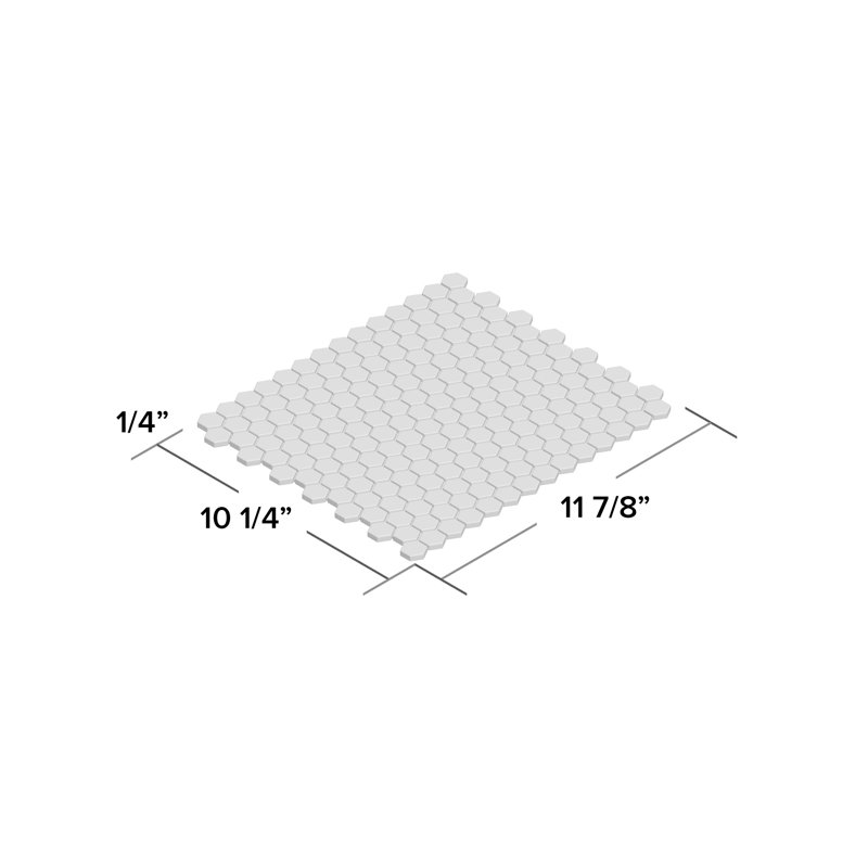 Metro 1" Hex Glossy White 10-1/4 in. x 11-7/8 in. Porcelain Mosaic Floor and Wall Tile