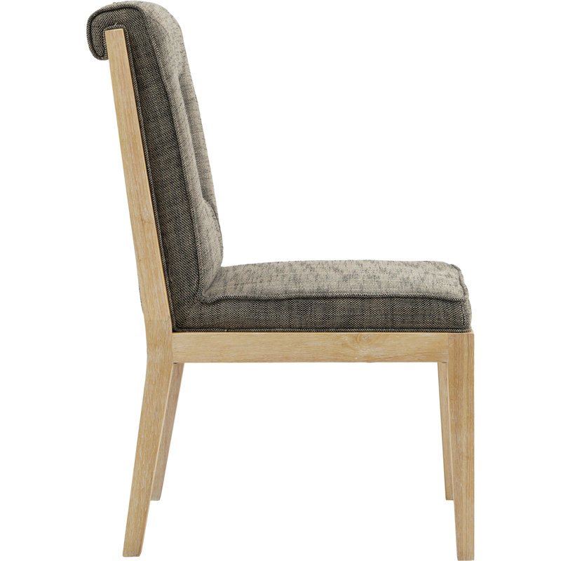 Chaise d'appoint Flore, Tissu gris texturé en lin, Naturel