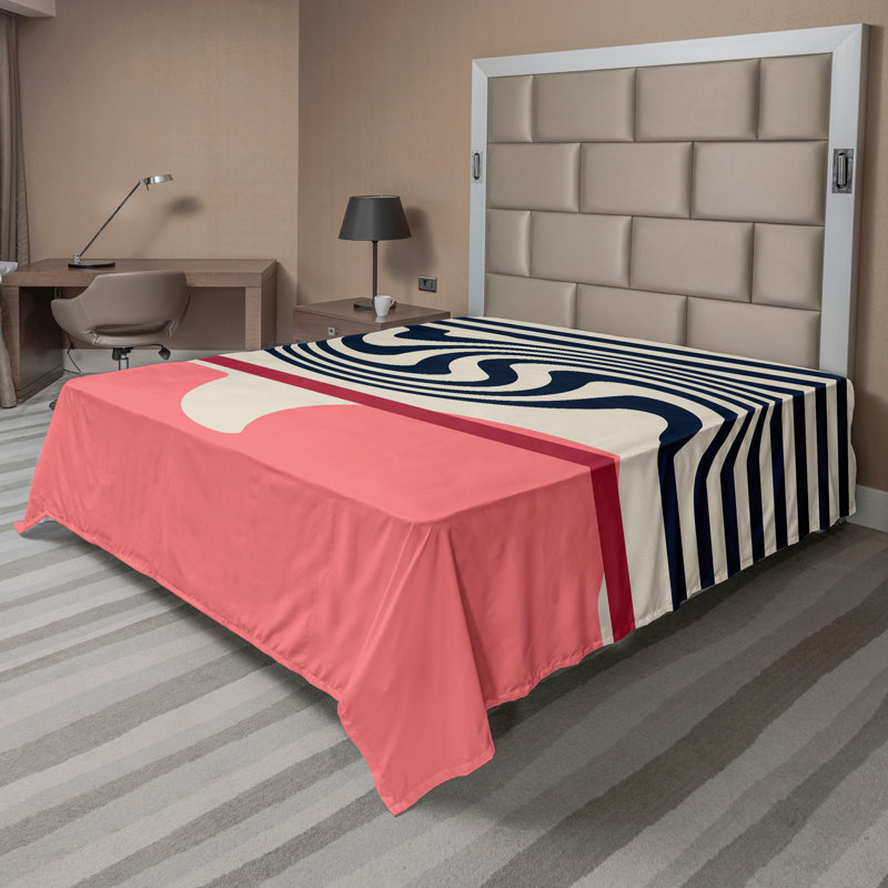 Drap plat moderne de style bohème Ambesonne, Pastel Pink/Eggshell Ruby Abstract, Full Flat Sheet