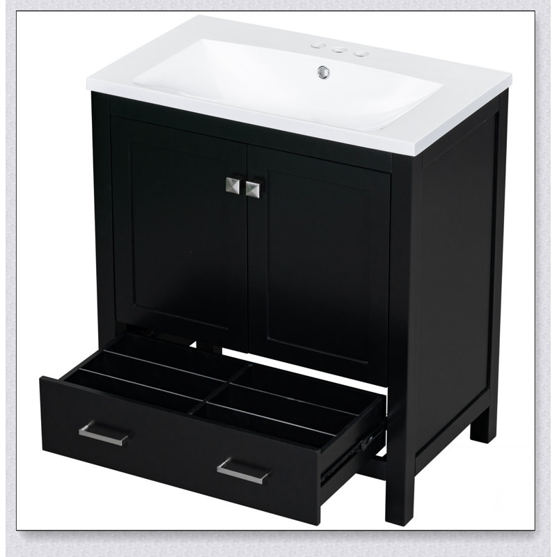 Meuble-lavabo noir 30 po avec lavabo simple et armoire encastrée Combo