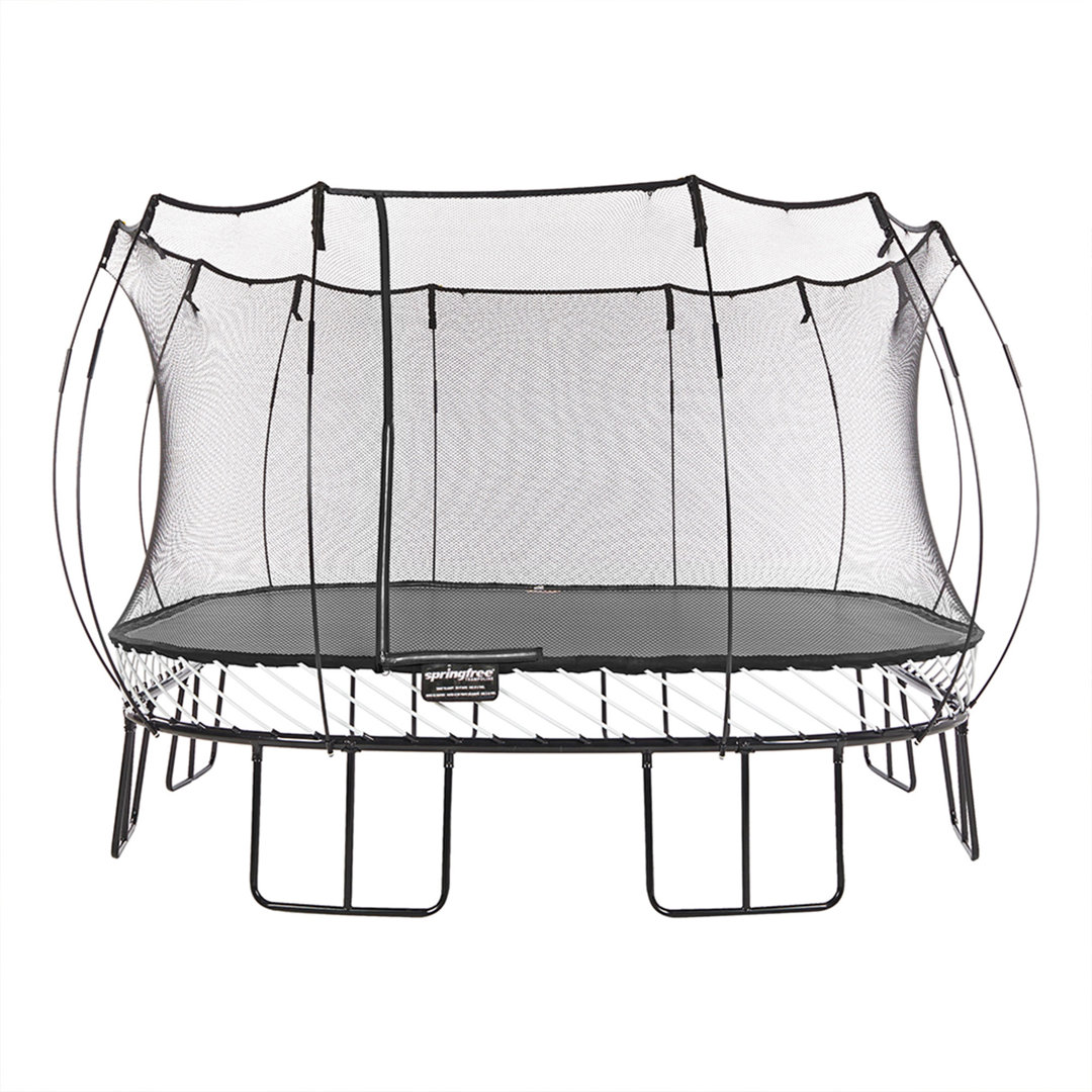 Springfree Trampoline Kids Jumbo Square Trampoline w/Safety Enclosure Net and SoftEdge Jump Bounce Mat SpringfreeTrampoline 