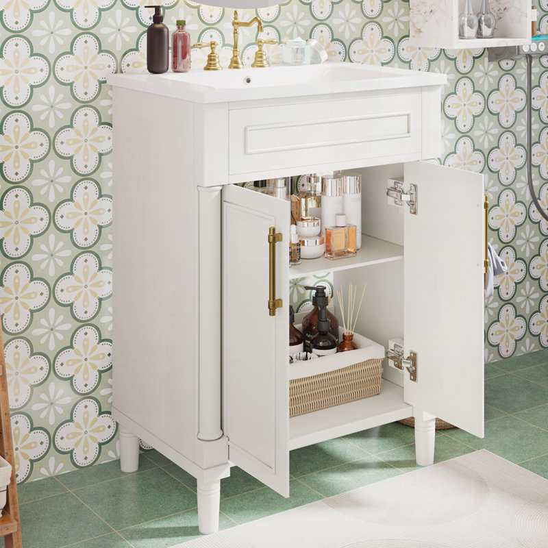 Meuble-lavabo 24 po avec lavabo en céramique, Blanc
