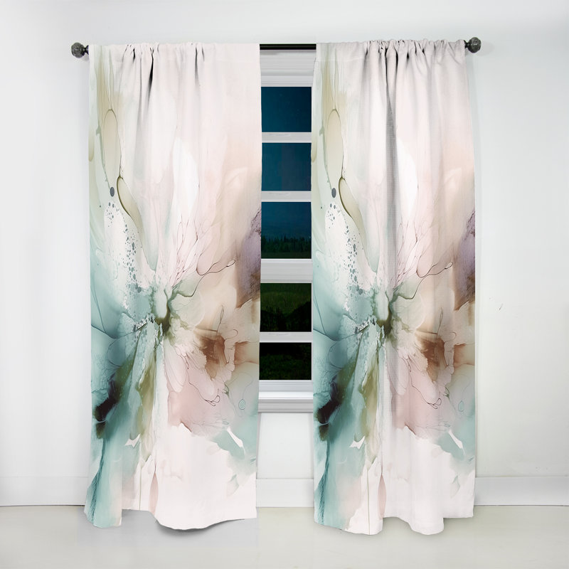 Green And Cream Abstracted Realities I - Modern Curtain - Velvet Room Darkening - 1 panel, 52" W x 120" L