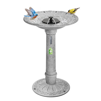 20 In. W Solar Outdoor Birdbath With Fountain And Reservoir