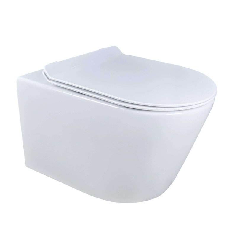 Toilettes suspendues Dakota 1,28 GPF (siège inclus), Blanc / laiton satiné