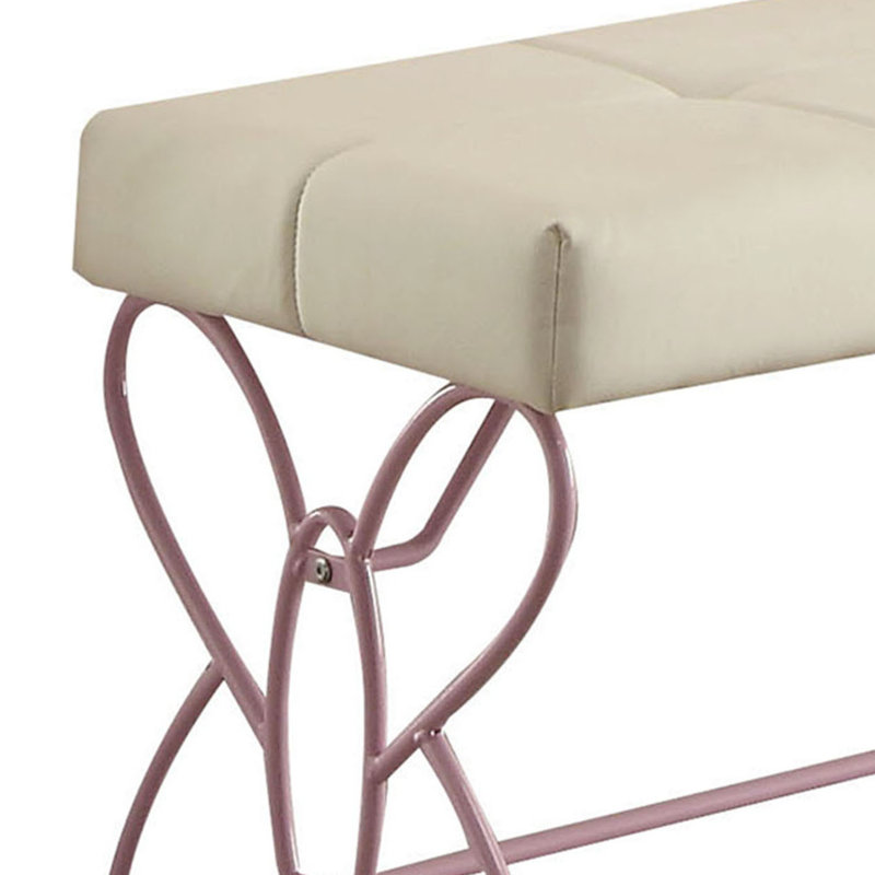 Banc blanc et rose captivant pour chambre à coucher avec papillon