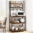 5-Tier Microwave Oven Stand With 6 S-Hooks Adjustable Heavy Duty Coffee Bar Station Kitchen Utility Storage Shelf,Metal Utility Storage Shelf