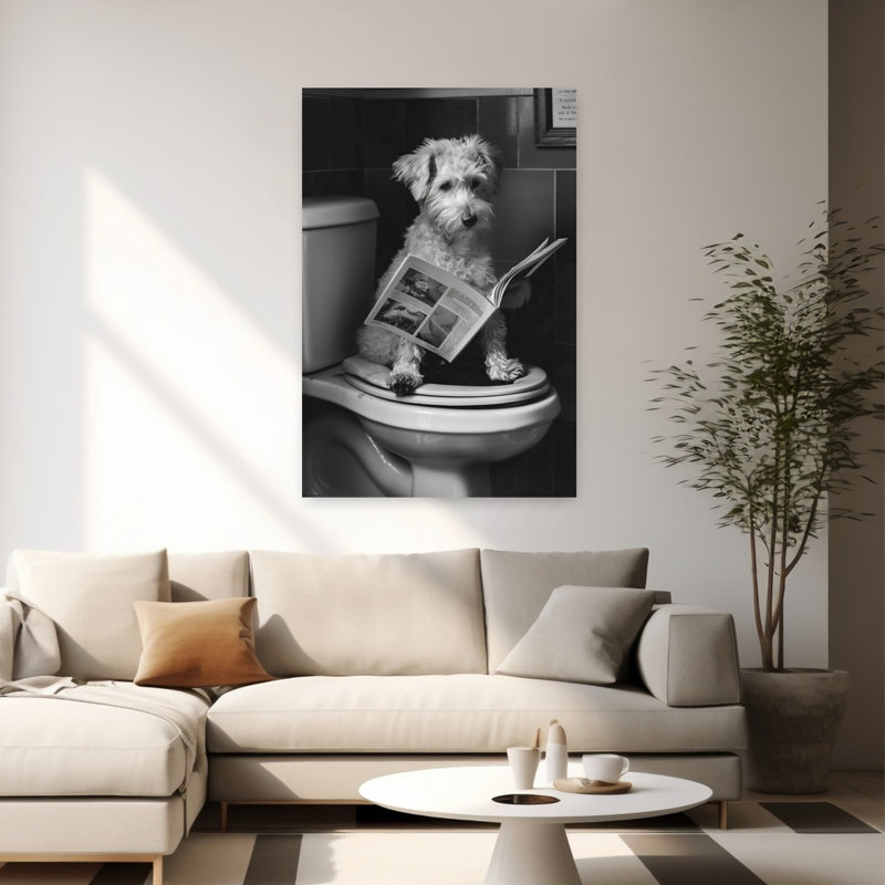 Dog Reading Newspaper Vintage Dog Wall Art Print 1 Piece Wrapped Canvas Wall Art, 152.4cm H x 101.6cm W