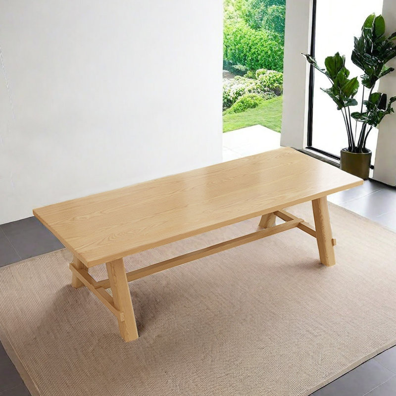 86.61" Brown Rectangular Solid Wood Dining Table, 29.53"H x 78.74"L x 35.43"W