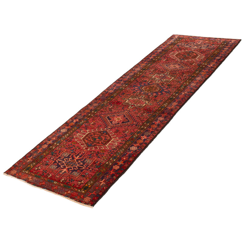 Tapis de couloir unique en laine 3 pi 3 po x 11 pi 0 po Konya - rouge