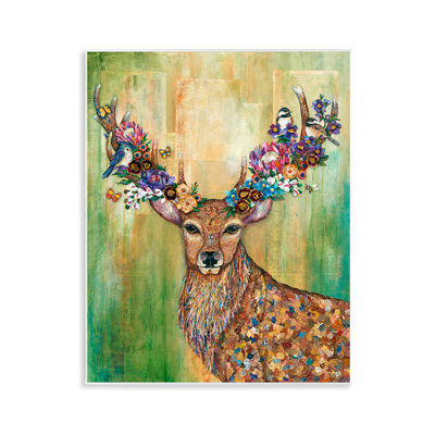 Plaque murale à motif de cerfs rouges, design par Lisa Morales